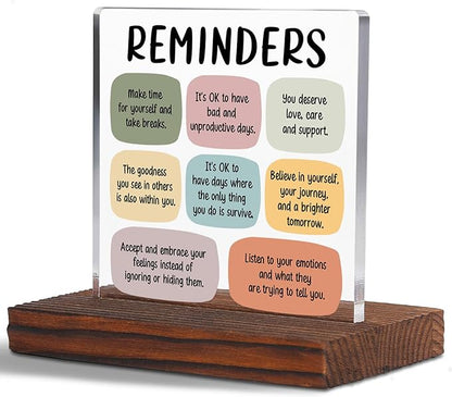 Reminders Psychology Student Graduation Gift Clear Desk Decorative Signs, Psychologist Gifts for Students, School Counselor Teacher Mental Health Awareness Therapist Office Decor Plaque TZD66