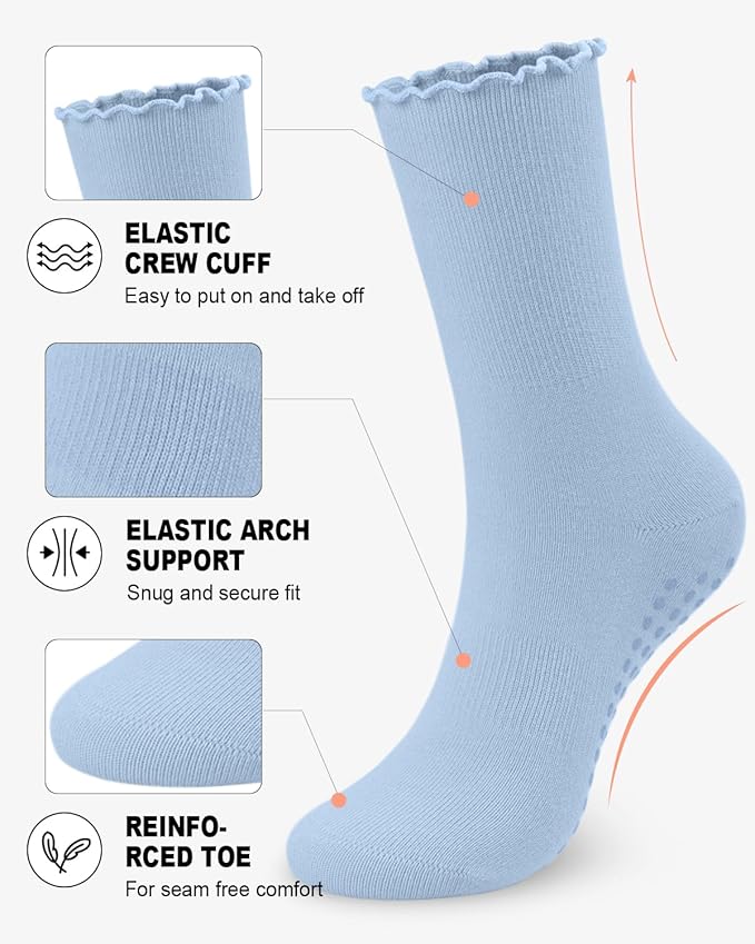 3/6 Pairs Grip Pilates Socks for Women, Non-slip Yoga Athletic Socks for Barre Ballet Barefoot Workout Hospital