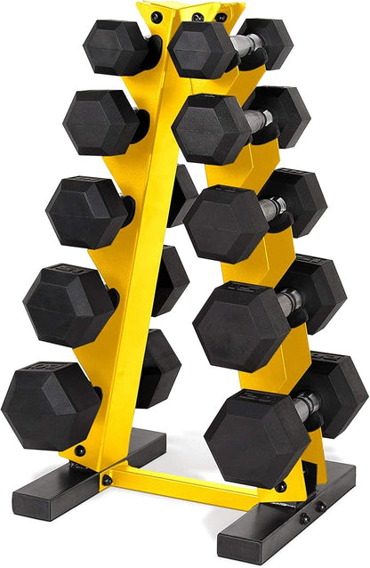 WF Athletic Supply Dumbbell Rack, 5-Tier A-Frame Dumbbell Rack for Dumbbell Storage, Color Options Available in Black/White/Green/Yellow/Red/Pink/Orange & Blue