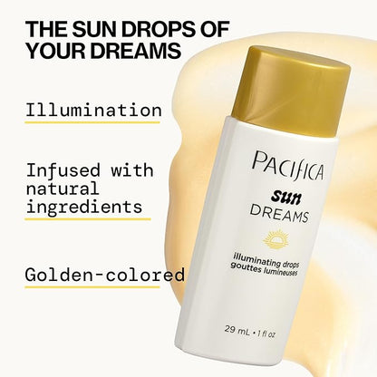 Pacifica Sunset Glow Drops – Face Bronzer - Vitamin C Face Bronzing Makeup for Instant Sun-Kissed Glowing Illuminator & Hydrating Skin Tint | Buildable Highlighter Drops Vegan Dermatologist Tested