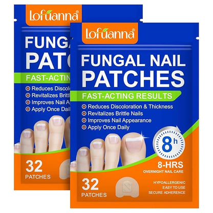 Toenail Treatment Extra Strength - 32 Pcs Nighttime Nail Patches, Overnight Toe Nail Treatments for Damaged Nails Foot Nails Repair and Care, 8-Hour Restores Healthy Appearance (2PCS)
