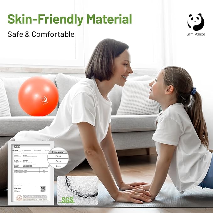 Slim Panda Pilates Ball, 9 Inch Small Exercise Ball, Anti Burst Mini Yoga Ball for Stability, Workout, Barre, Core Strength, Physical Therapy, Balance, Stretching