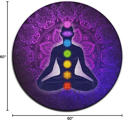Soft Round Yoga Carpet, Office Chair Decor Round Mat for Carpet and Hardwood Floors Compatible with Seven Chakra Yoga Meditation Lotus Purple Mandala