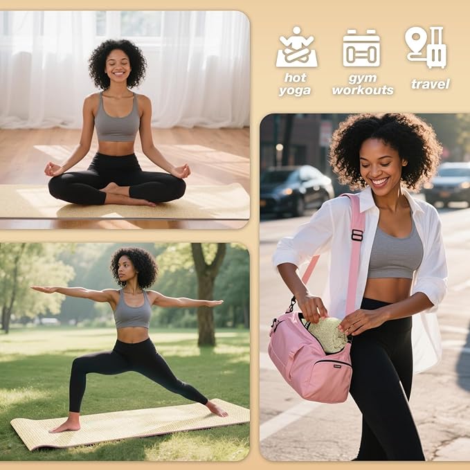 2 Pack Hot Yoga Towel Yoga Mat Towels Non Slip for Hot Yoga Stickyfiber Microfiber Quick Dry Soft Absorbent with Corner Pockets Cover Bikram Pilates Exercise Fitness 28" X 72" Beige