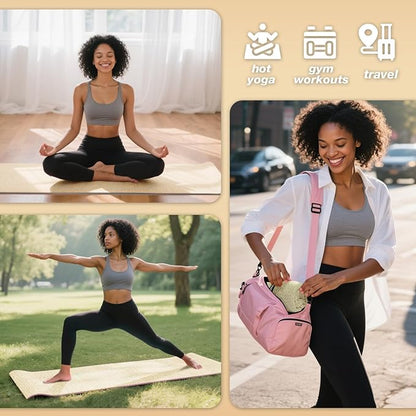 2 Pack Hot Yoga Towel Yoga Mat Towels Non Slip for Hot Yoga Stickyfiber Microfiber Quick Dry Soft Absorbent with Corner Pockets Cover Bikram Pilates Exercise Fitness 28" X 72" Beige