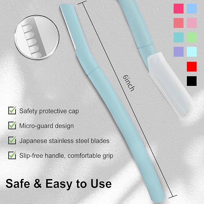 Precision Dermaplane Razor, Face Razors for Women and Men, Eyebrow Razor, Dermaplaning Tool, Peach Fuzz Remover, Skin-friendly Microblades with Protective Cap