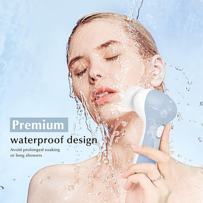 COSLUS Facial Cleansing Brush Silicone Face Scrubber: 2 in1 FBS-D Electric Exfoliating Massage Device Waterproof Deep Cleaning Exfoliation Rotating Spa Machine - Electronic Skin Care Wash Clean System