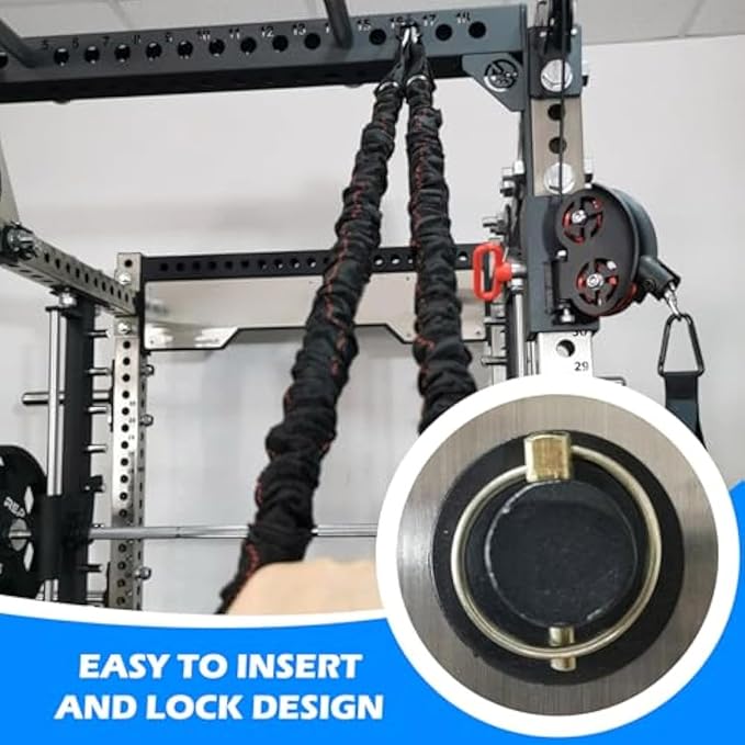 RSBFER Quick-Install Squat Rack Attachments – Easy Lock 3x3 Power Cage Accessories with 1" Hole, Home Gym Equipment for Strength Training
