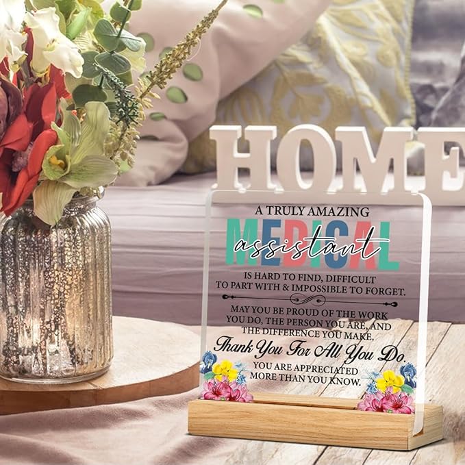 Medical Assistant Gifts for Women, MA Medical Assistant Appreciation Gifts Acrylic Desk Plaque Sign 4 x 4 Inches