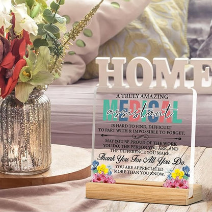Medical Assistant Gifts for Women, MA Medical Assistant Appreciation Gifts Acrylic Desk Plaque Sign 4 x 4 Inches