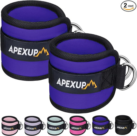 APEXUP Ankle Strap for Cable Machine, Ankle Resistance Bands, Cable Kick Back Straps for Gym, Glute Workouts, Leg Extensions, Adjustable Straps with Neoprene Padding