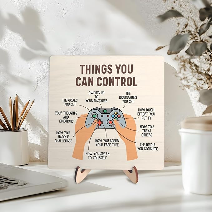 Mental Health Decor Wooden Plaque Sign, Therapy Office,Calm Down Corner, Therapist Decor, Psychology Gift, Positive Affirmations Psychology Desk Decoration,Graduation Gift, Things You Can Control