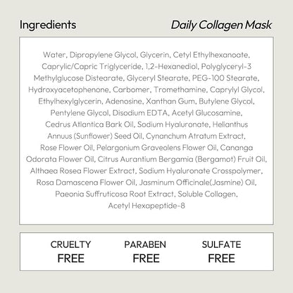 LAPCOS Collagen Sheet Mask, Firming Daily Face Mask with Collagen Peptides for Anti-Aging, Helps to Minimize Wrinkles, Restores Skin Elasticity & Firmness, Hydrating, Korean Beauty, 10-Pack