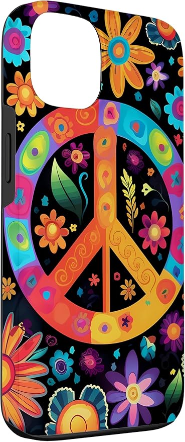iPhone 13 Peace Sign Hippie Floral Case