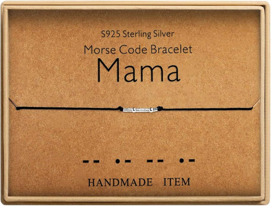 KGBNCIE Morse Code Bracelet for Women Sterling Silver Beads on Silk Cord Secret Message Fuck Friendship Inspirational Encouragement Bracelet Gift for Her