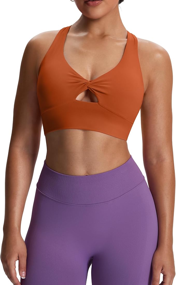 Aoxjox Women's Workout Sports Bras Twist Front Fitness Training Gym Bra Yoga Crop Lola Tank