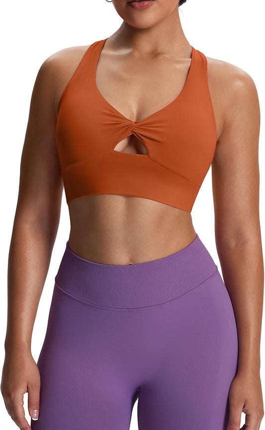 Aoxjox Women's Workout Sports Bras Twist Front Fitness Training Gym Bra Yoga Crop Lola Tank