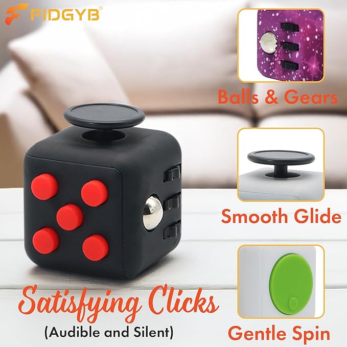 2PCS Cube Fidget Stress Relief Toy for Adults & Kids, Smooth, Quiet Sensory Toy for Anxiety, Focus & ADHD Idea[BR+LGB][2PCS]