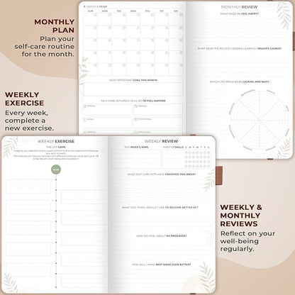 Clever Fox Self-Care Journal Premium – Daily Gratitude & Mental Health Notebook for Women – Reflection & Personal Development Journal (Seashell)