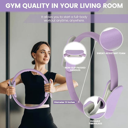 Home Pilates Essentials Kit for Women,Pilates Equipment Set with 9 Inch Yoga Ball,Figure 8 Resistance Band,Pilates Bands & Accessories,Pilates Ring and Ball Set for Beginners Home Workouts