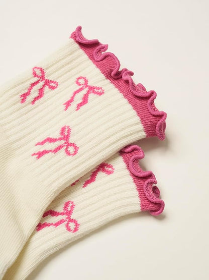 Crew Half Calf Grip Socks, Cutest Fruits Pilates Socks, Ruffle socks, Non-Slip, Barre Yoga Fitness