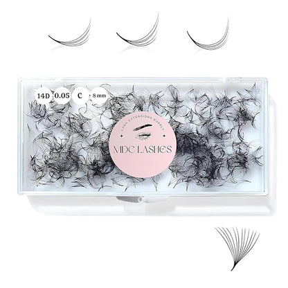 500 Promades Eyelash Fans| 5D-20D, 0.03-0.05-0.07 Thickness, C/CC/D Curls, 8-18mm| Volume Lash Extensions Premade Lash Fans Pro Pre Made False Eyelashes Pestañas Pelo A Pelo(12D-0.05-CC-14)