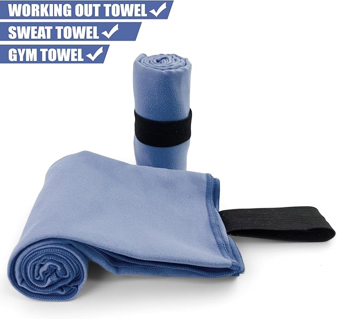 Small Size Travel Towels Quick Dry Microfiber Lightweight for Hand Neck Face Gym Running Riding Hiking Camping Working Out Sweat Towels(Navy Blue, 2 Pack S)