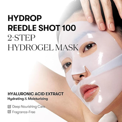 VT COSMETICS Hydrop Reedle Shot 100hl 2-Step Hydrogel Mask(34.5gx4ea), Intensive Hydrating, Exosome Hyaluronic Acid, Dewy & Glass Skin, Overnight Melting Mask, Korean Facial Mask