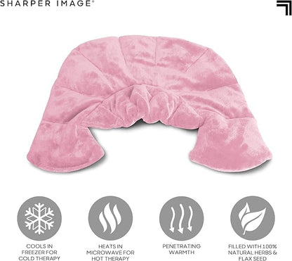 Sharper Image Heated Neck & Shoulder Wrap - Microwavable Warm & Cooling Plush Pad, Scented Aromatherapy (100% Natural Lavender & Herb Spa Blend), Pain Tension Headache Relief Therapy, Gift for Women
