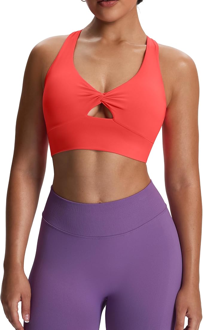 Aoxjox Women's Workout Sports Bras Twist Front Fitness Training Gym Bra Yoga Crop Lola Tank