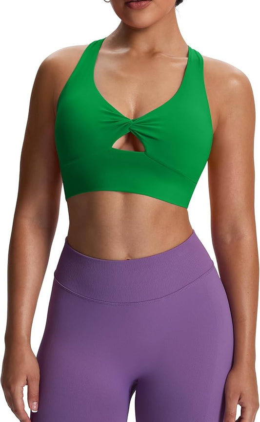 Aoxjox Women's Workout Sports Bras Twist Front Fitness Training Gym Bra Yoga Crop Lola Tank