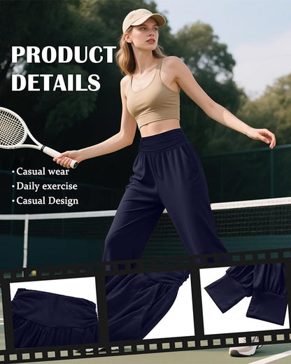 2 Pack Women's Yoga Joggers, Cozy Sweatpants with Pockets Casual Loose Comfy High Waisted Lounge Pants