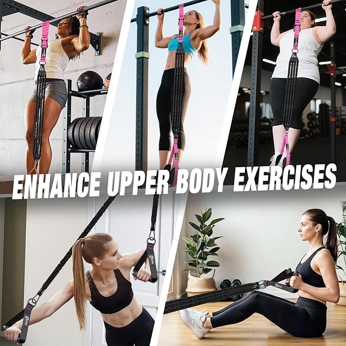 Pull Up Assistance Bands,Up to 300 lbs Assistance,Adjustable Heavy Duty 4 Pull Up Bands with Handle and Door Anchor for Home Gym Fitness Exercise Strength Training Workout Equipment