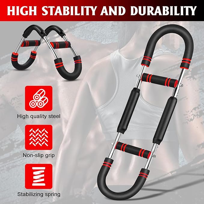 Twister Arm Trainer, Adjustable Chest Workout Equipment, Arm Trainer for Men, Portable Power Twister Bar, Detachable Design Fitness Anywhere