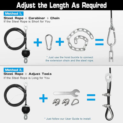 SERTT Weight Cable Pulley System Gym, Upgraded Cable Pulley Attachments for LAT Pull Down, Biceps Curl, Tricep, Arm Workouts - Home Gym Add On Equipment