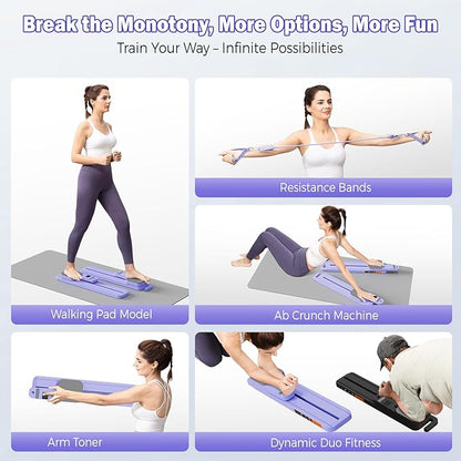 Pilates Reformer Board with Resistance Bands – Portable Pilates Machine, Full Body Workout for Home, Core Strengthener, Glute & Leg Toning, Dual Use, LED Timer & Calorie Display