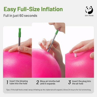 Slim Panda Pilates Ball, 9 Inch Small Exercise Ball, Anti Burst Mini Yoga Ball for Stability, Workout, Barre, Core Strength, Physical Therapy, Balance, Stretching