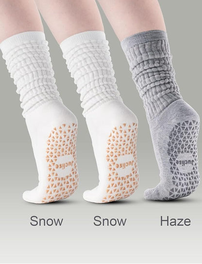 Slouch Pilates Grip Socks Yoga Barre Non Slip Scrunch Merino Wool Gym Workout Breathable Moisture Wicking Anti Odor