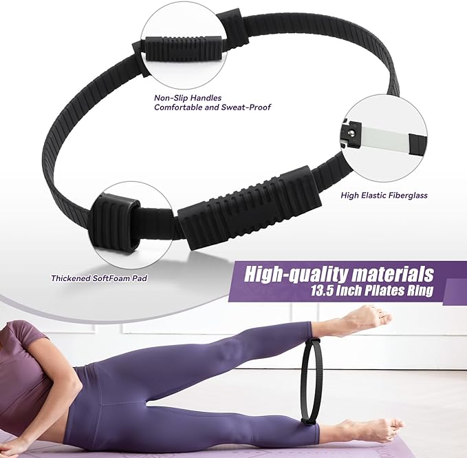 Pilates Ring Circle, 14" Magic Circle Pilates Rings for Focusing on Toning Inner Thighs, Arms, and Core, Fitness Exercise Ring Workout Ring for Yoga and Pilates