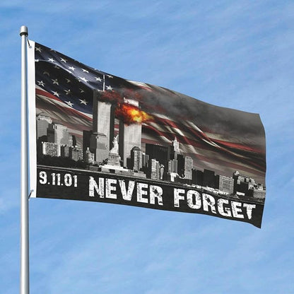 911 Never Forget Memorial Flag 2x3 Ft - Tribute to 9/11 Heroes, Double-Sided Outdoor Yard Flag, All-Weather Polyester, Garden & Home Decor (Indoor/Outdoor)