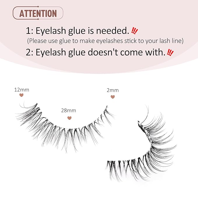 Onlyall False Eyelashes Natural Wispy Lashes Clear Band Fake Lashes H92