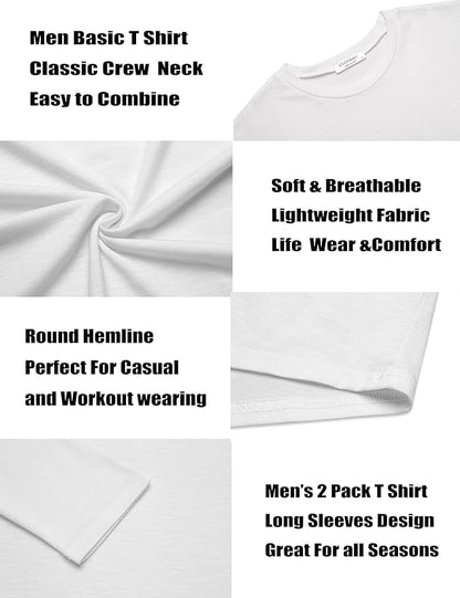 COOFANDY Men 2 Pack Muscle Fitted T Shirt Gym Workout Athletic Long Sleeves Tee