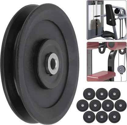 Keenso 10 Pcs 115mm Nylon Bearing Pulley Wheel Replacement Home Gym Equipment Machine Attachments Exercise Accessory