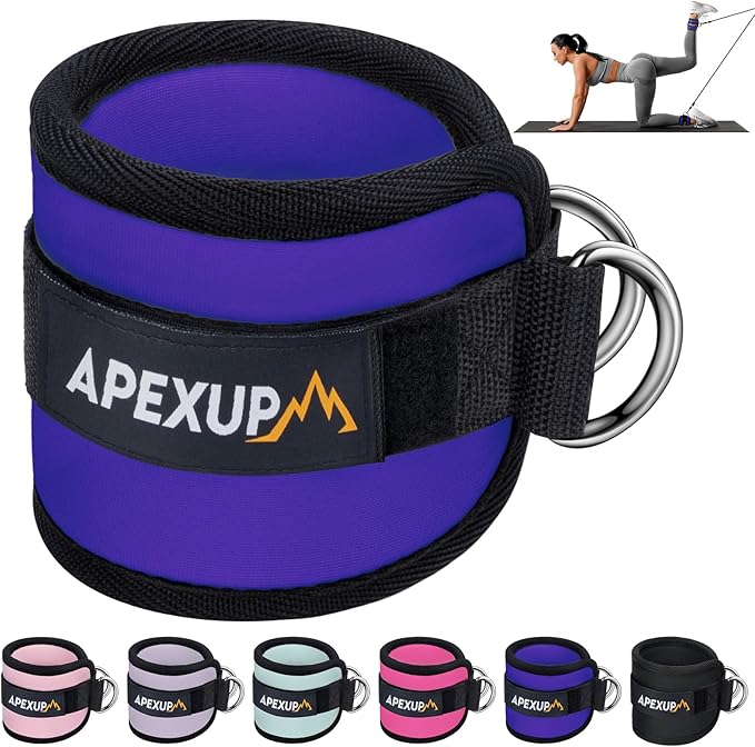 APEXUP Ankle Strap for Cable Machine, Ankle Resistance Bands, Cable Kick Back Straps for Gym, Glute Workouts, Leg Extensions, Adjustable Straps with Neoprene Padding