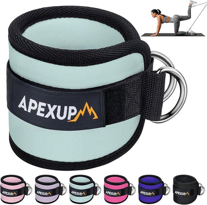 APEXUP Ankle Strap for Cable Machine, Ankle Resistance Bands, Cable Kick Back Straps for Gym, Glute Workouts, Leg Extensions, Adjustable Straps with Neoprene Padding