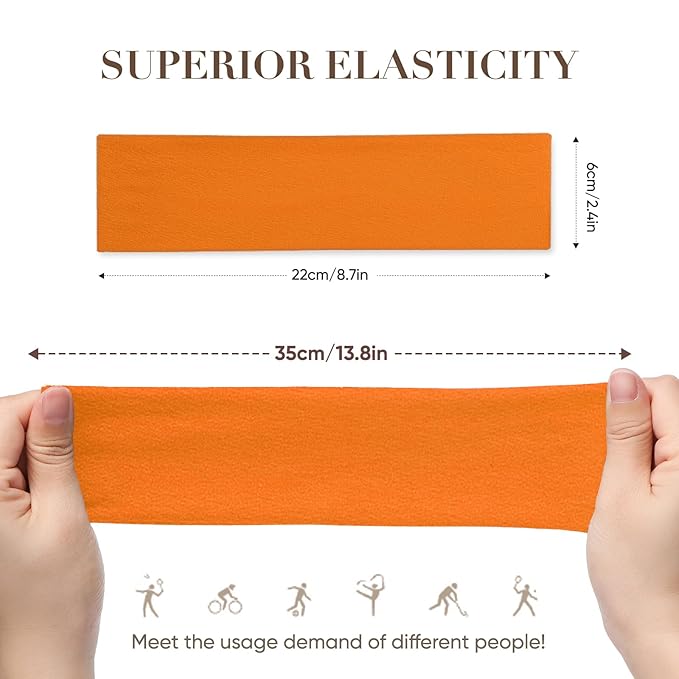 9 Pack Headbands for Women Non Slip - Elastic Cotton Fabric - Sweat Absorption - Soft Cloth Hair Bands for Women's Hair, Stretchy Sports Headbands for Workout Yoga Gym - D