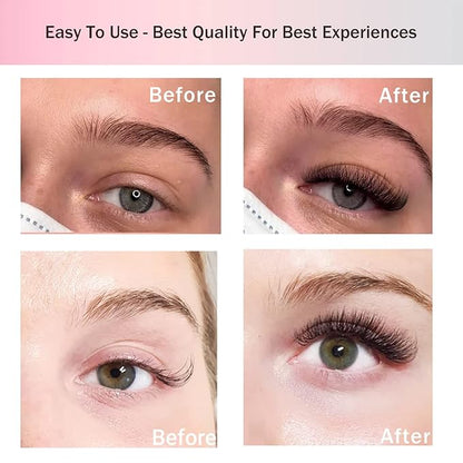 Promade Eyelash Fans Mix Length 1000 Fans Volume Lash Extensions 8D-16D, C/D Curl, 9-16mm Length, 0.05-0.07 Short Stem PBT Synthetic Vegan False Eyelash