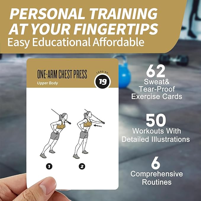 Suspension Workout Cards, 62 Exercises Cards Deck Large Size 5" x 3.5" Fitness Cards for Women & Men, Beginner Fitness Guide to Training Exercises at Home or Gym (Suspension, Vol 2)