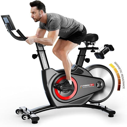 HARISON Semi-Commercial Exercise Bike 400 lbs Capacity, Magnetic Stationary Bikes for Home Gym with Bluetooth & Tablet Holder & Comfortable Seat Cushion
