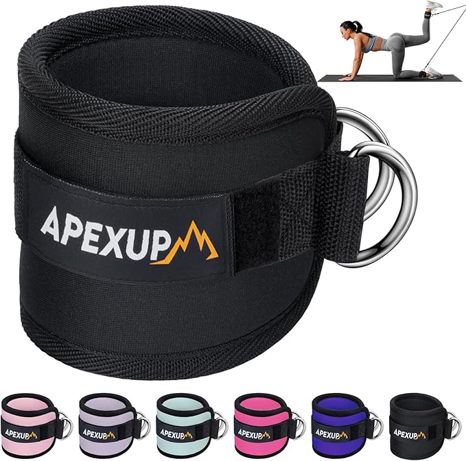APEXUP Ankle Strap for Cable Machine, Ankle Resistance Bands, Cable Kick Back Straps for Gym, Glute Workouts, Leg Extensions, Adjustable Straps with Neoprene Padding